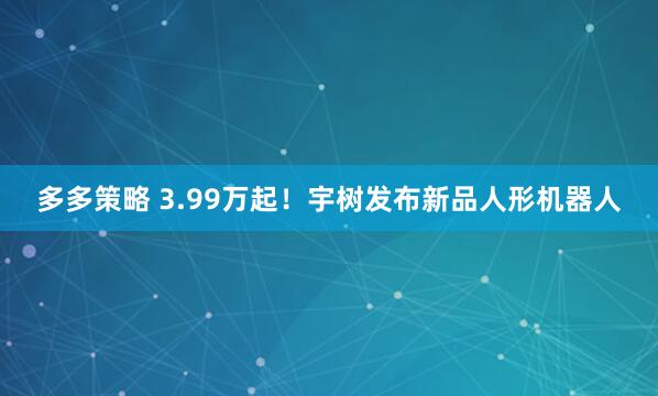 多多策略 3.99万起！宇树发布新品人形机器人