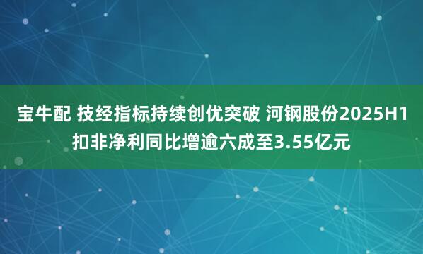 宝牛配 技经指标持续创优突破 河钢股份2025H1扣非净利同比增逾六成至3.55亿元