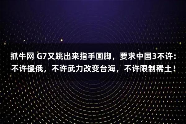 抓牛网 G7又跳出来指手画脚，要求中国3不许：不许援俄，不许武力改变台海，不许限制稀土！