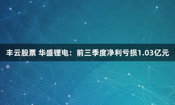丰云股票 华盛锂电：前三季度净利亏损1.03亿元