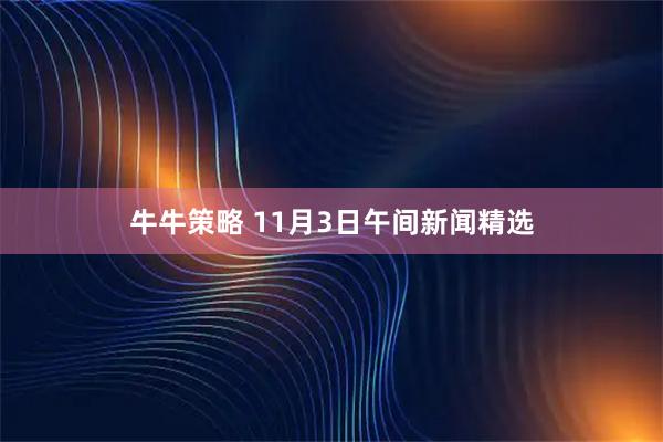 牛牛策略 11月3日午间新闻精选